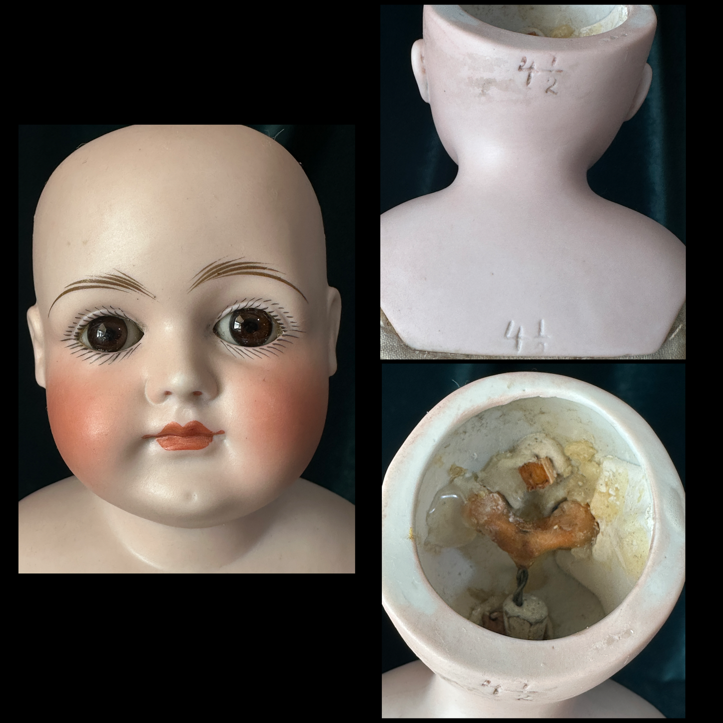 Early JDK Kestner Closed Mouth Bisque Shoulder Head 15” Doll Marked 4 1/2
