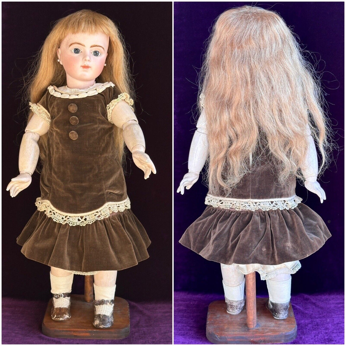 Antique French 22” Bru Jne R 10 Bebe Bisque Head Composition Body Doll