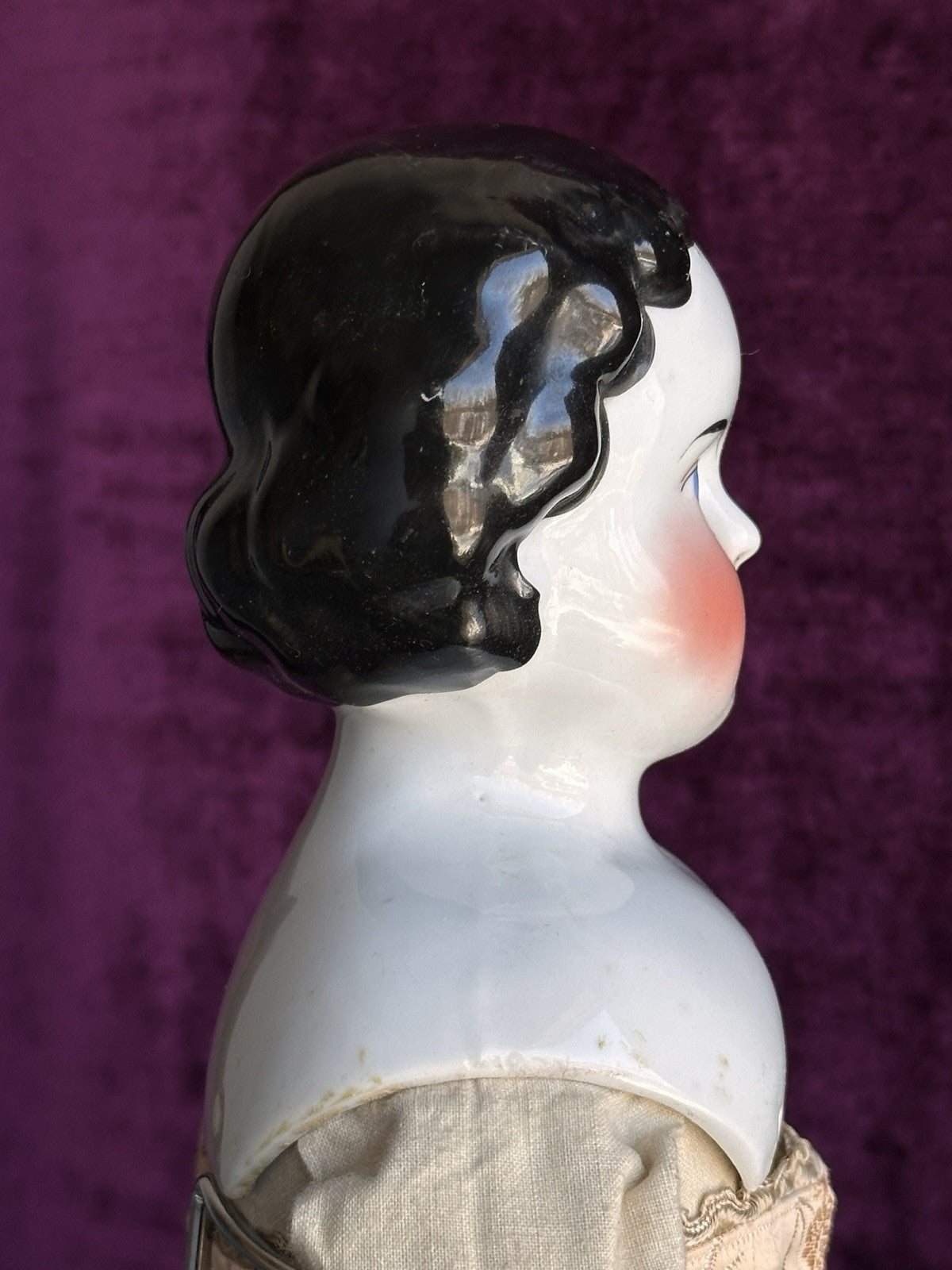 Antique German 20” Flat Top Brunette China Doll Emma Clear Body