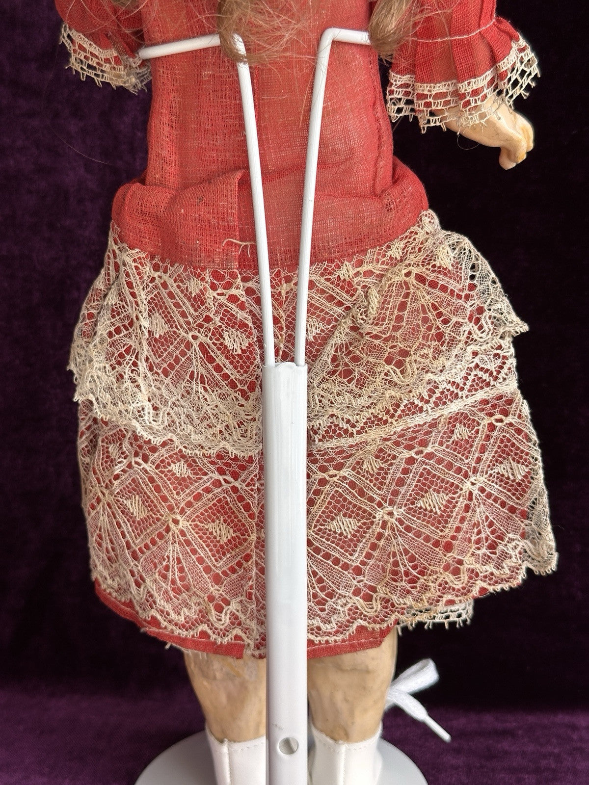 Antique German 17” Theodor Recknagel 1907 A/R DEP Pierced Ears Bisque Head Doll