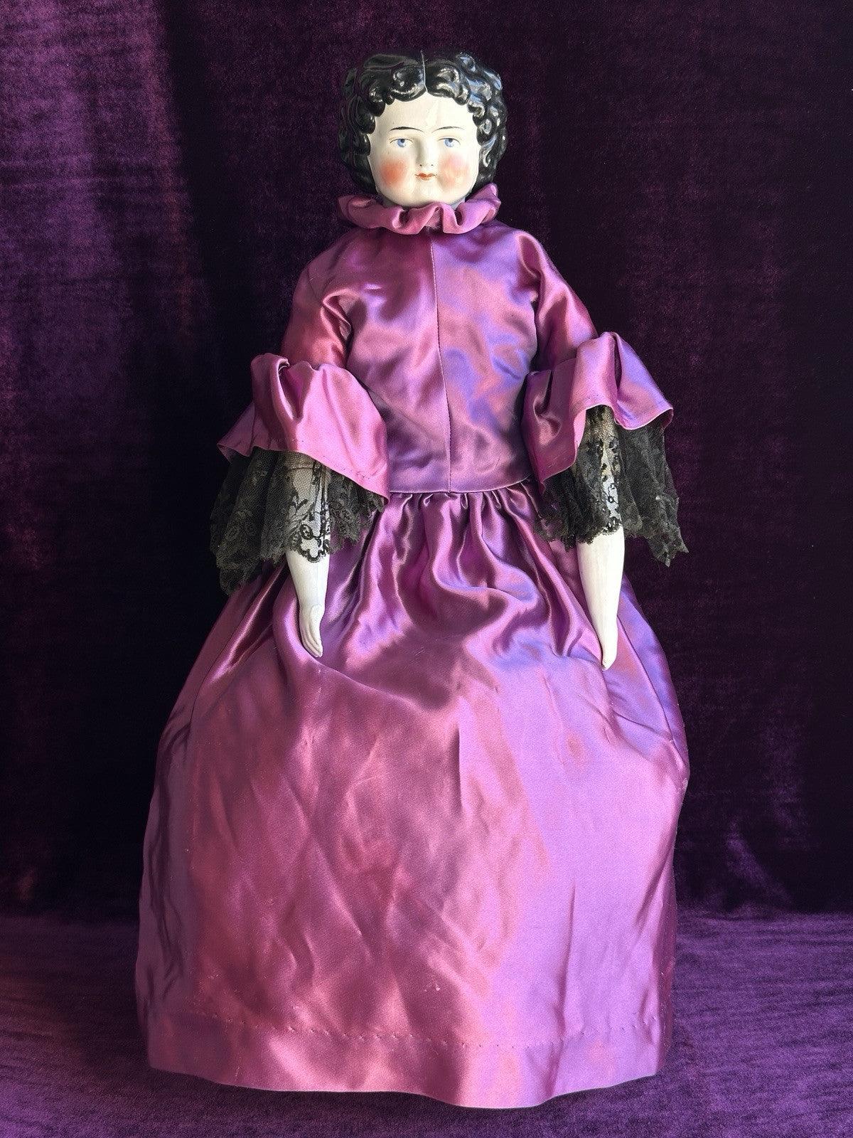 Antique German 25" Bawo & Dotter Pat. Dec. 7/80 Brunette China Head Doll