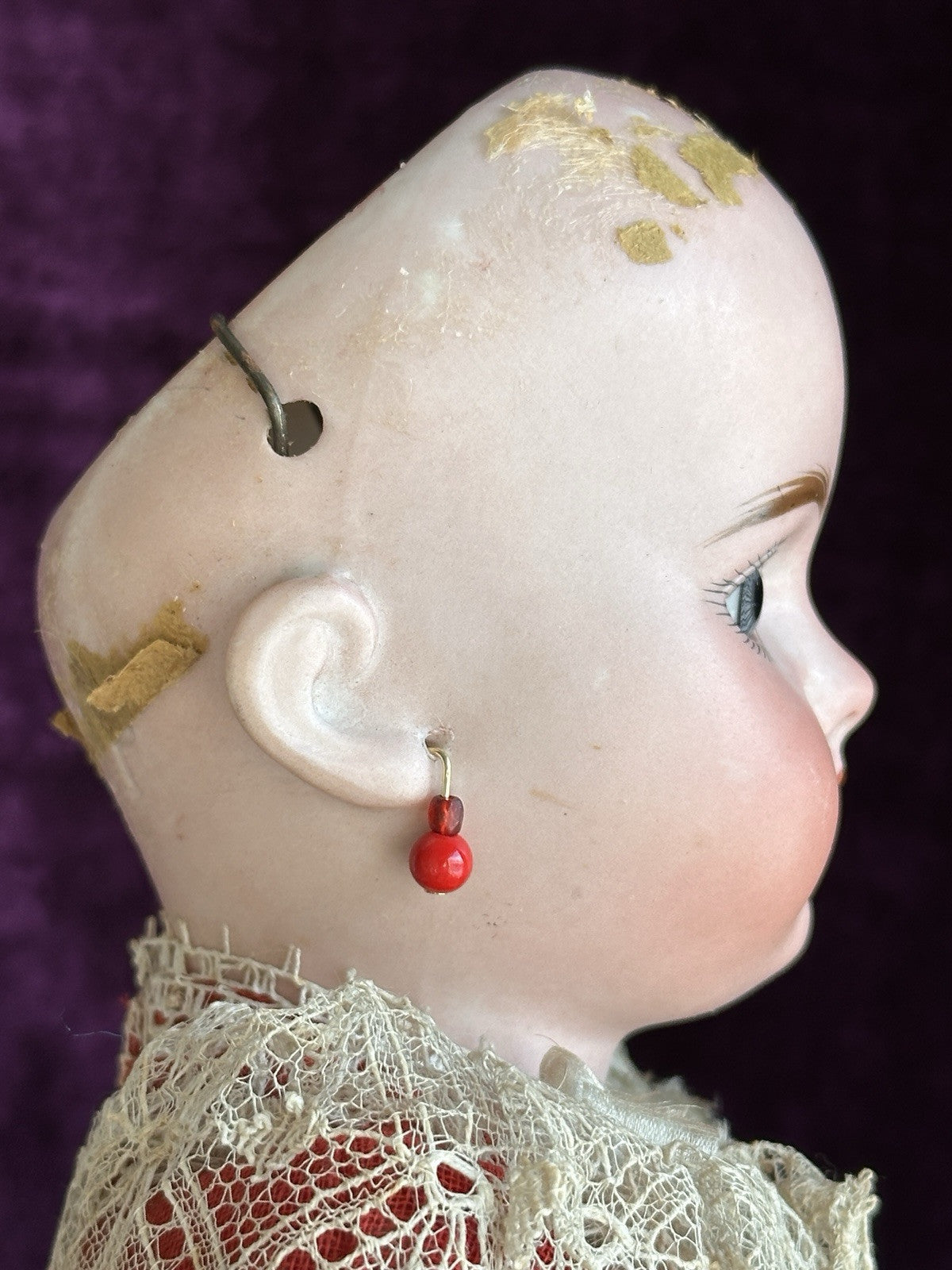 Antique German 17” Theodor Recknagel 1907 A/R DEP Pierced Ears Bisque Head Doll
