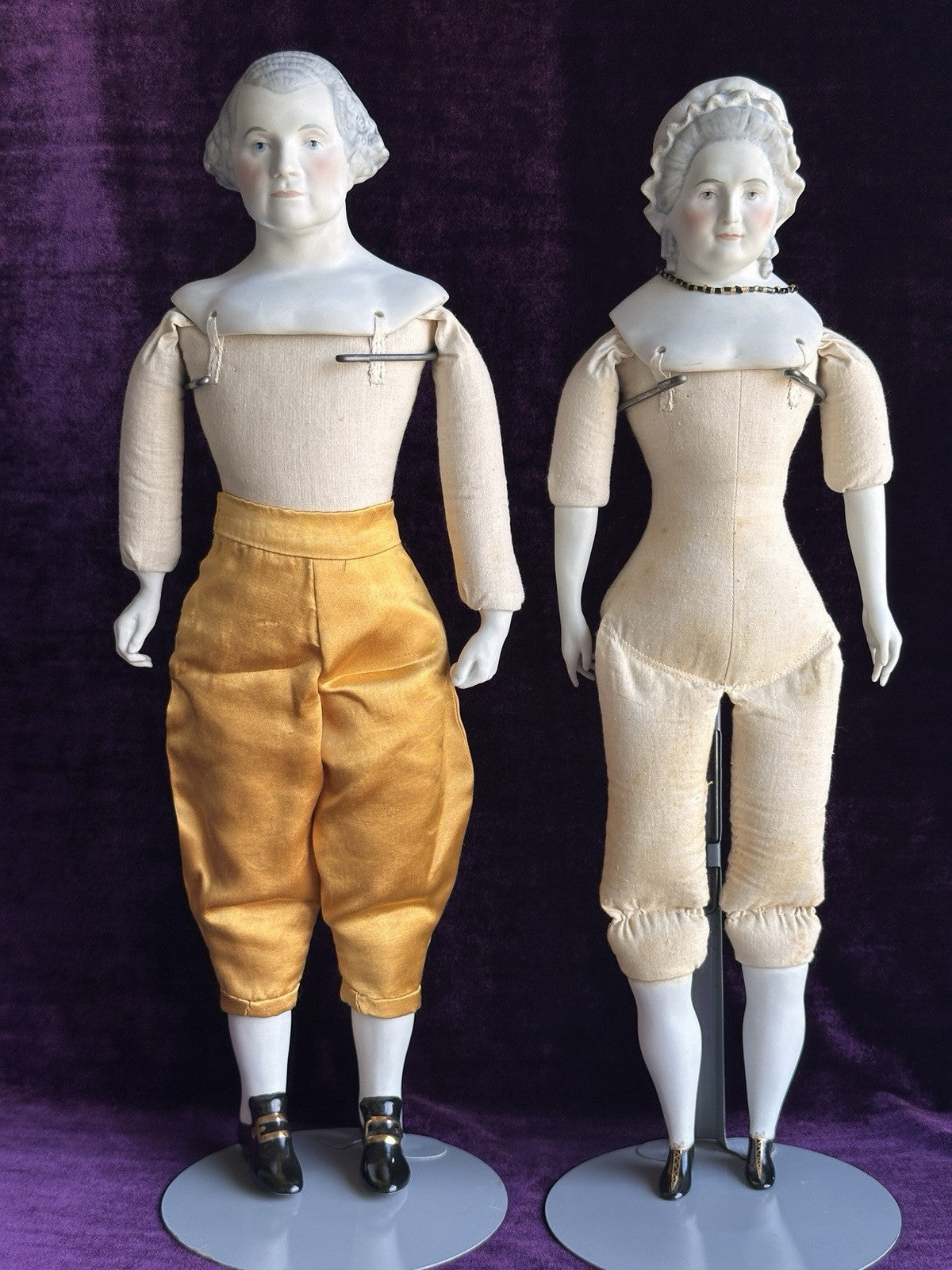Vintage 1940’s Emma Clear Bisque George and Martha Washington Dolls