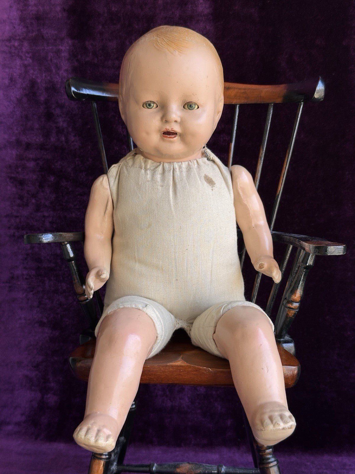 Antique American Horsman (?) 15” Dimples Baby Composition Cloth Baby Doll