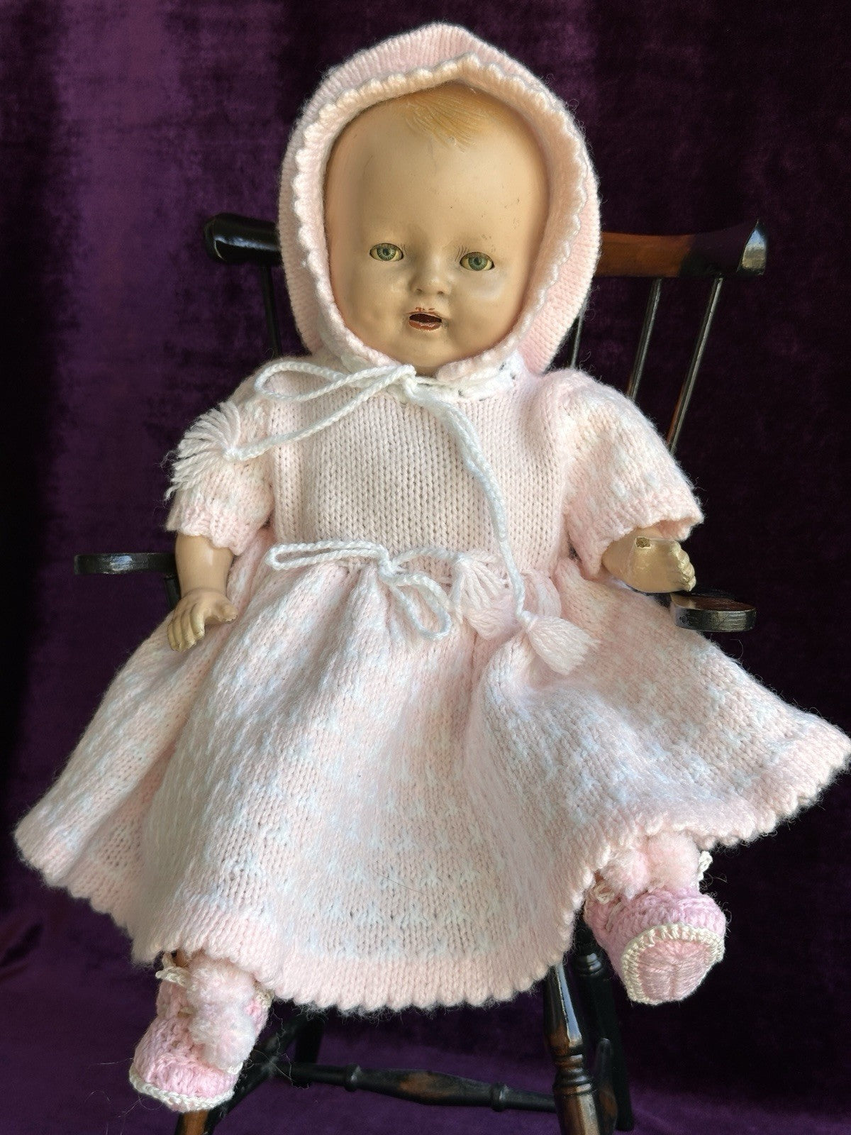 Antique American Horsman (?) 15” Dimples Baby Composition Cloth Baby Doll