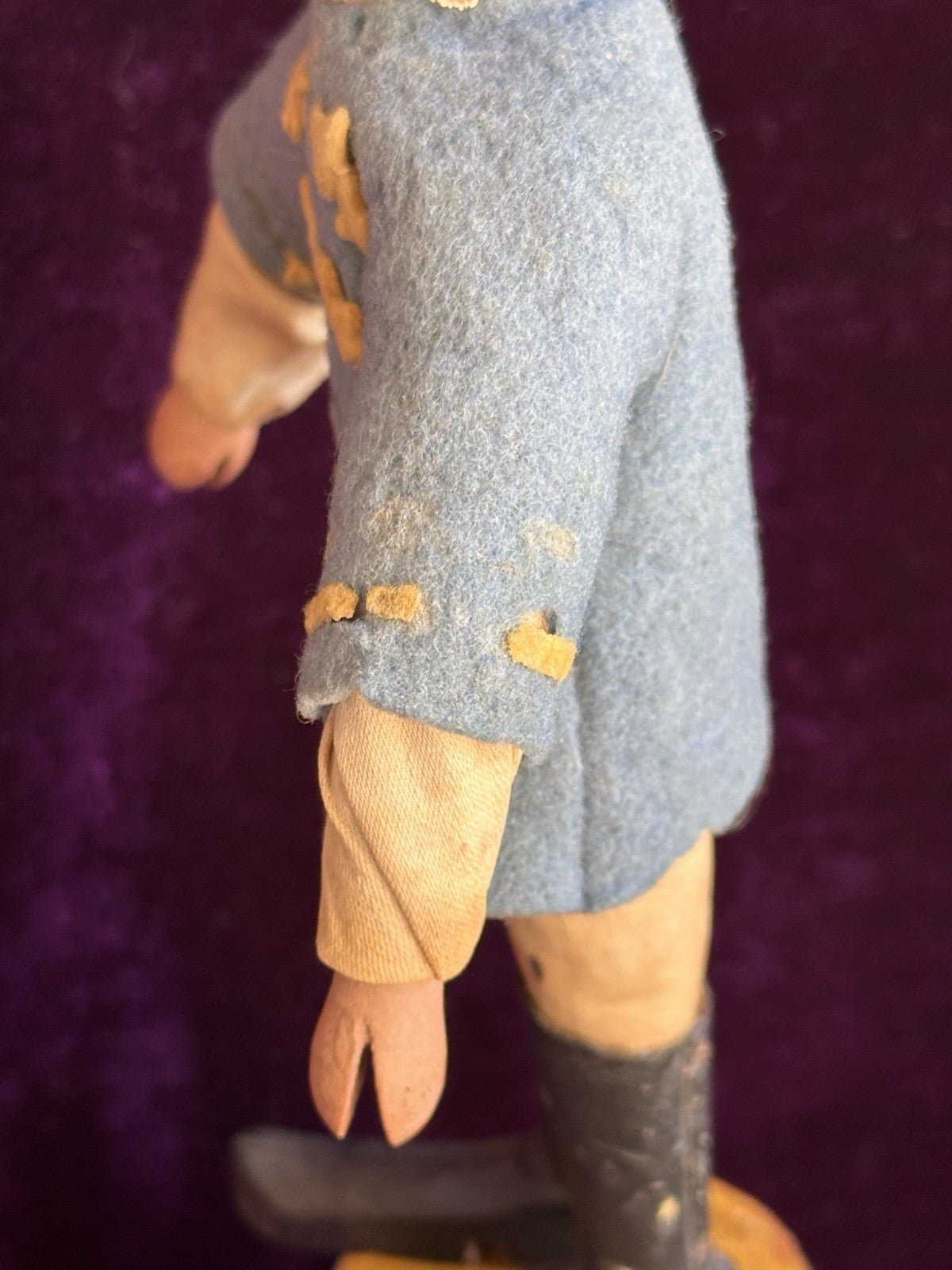Antique American Schoenhut 8.25” Wooden Circus Tamer Doll and 2.5” Tub Toy