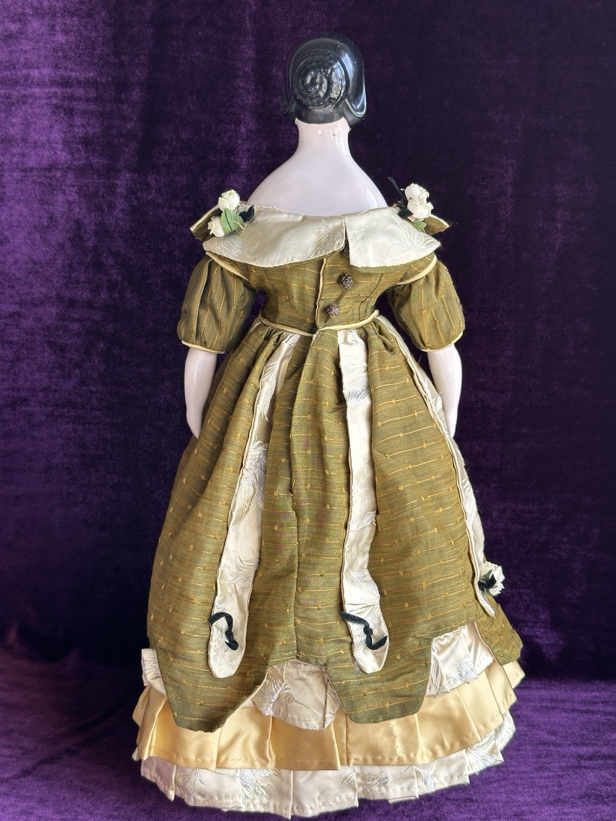 Rare Vintage 19.5” Emma Clear Fanny Elssler China Head Doll with Molded Bun