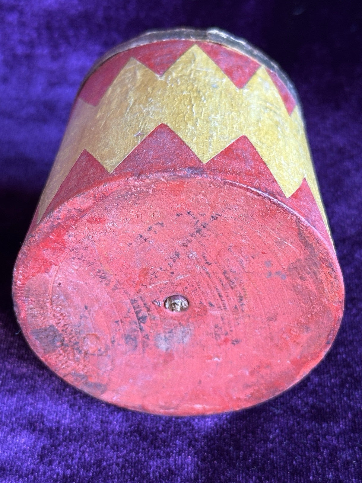 Antique American Schoenhut 8.25” Wooden Circus Tamer Doll and 2.5” Tub Toy