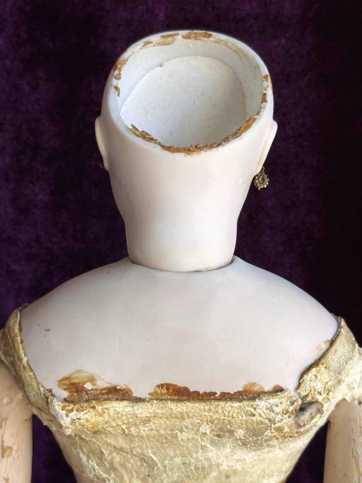 Rare Antique French Poupee 17” Lady Fashion Doll with Articulated Wood Body
