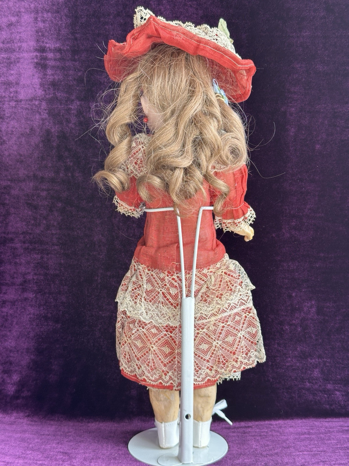 Antique German 17” Theodor Recknagel 1907 A/R DEP Pierced Ears Bisque Head Doll