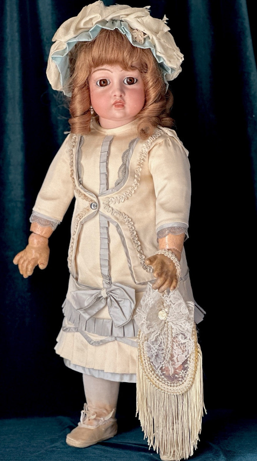 Antique Doll Original French JUMEAU Composition Body Repro Head Of Bru Jne