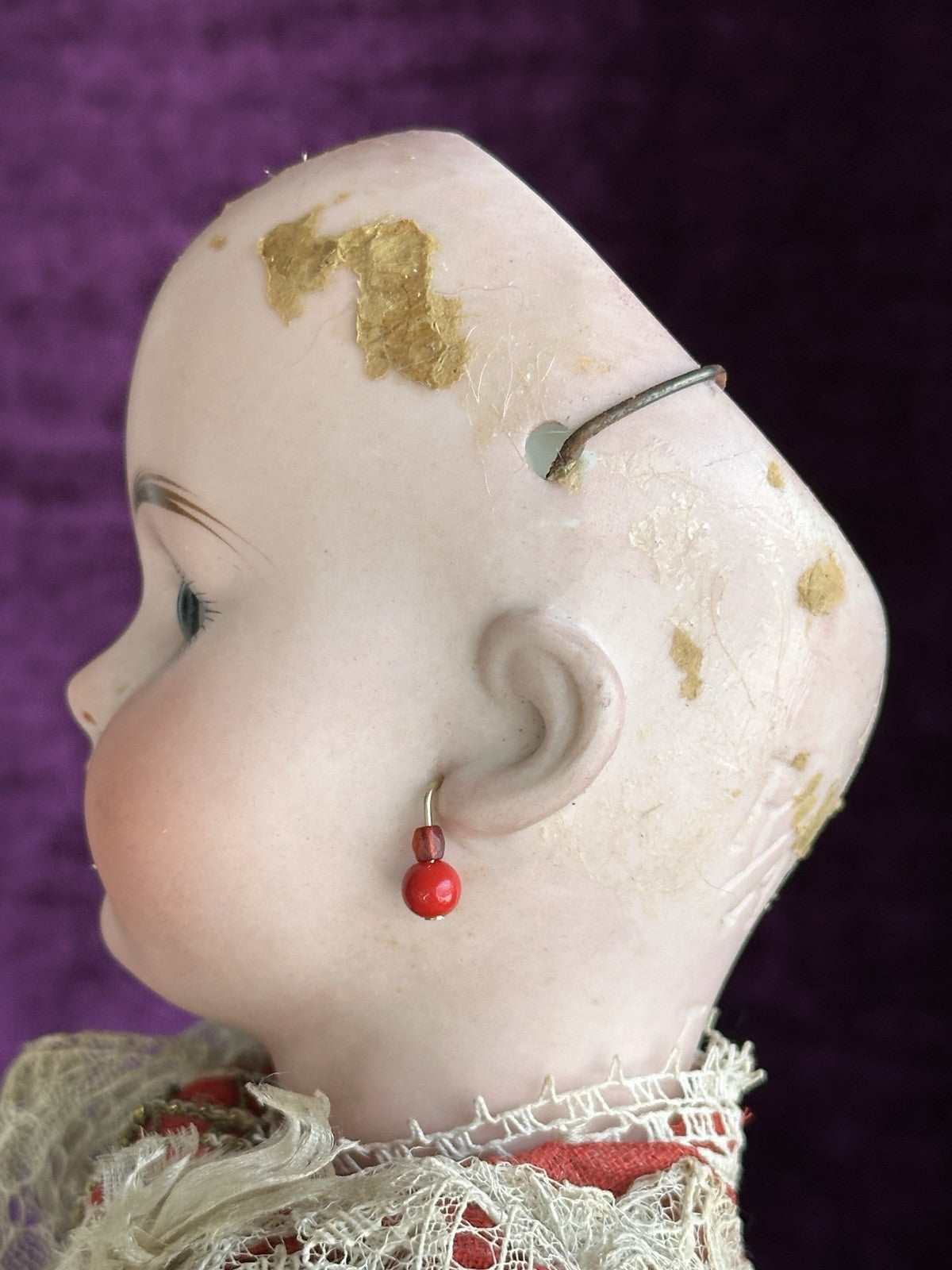 Antique German 17” Theodor Recknagel 1907 A/R DEP Pierced Ears Bisque Head Doll