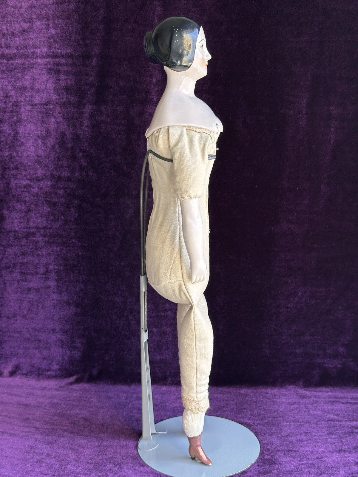 Rare Vintage 19.5” Emma Clear Fanny Elssler China Head Doll with Molded Bun
