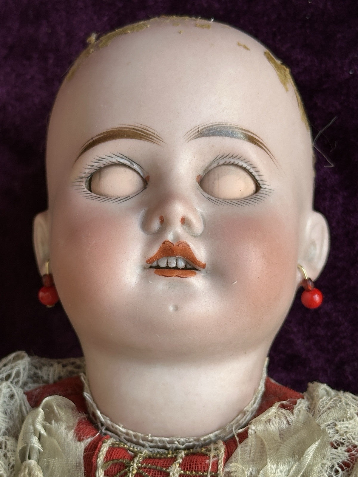 Antique German 17” Theodor Recknagel 1907 A/R DEP Pierced Ears Bisque Head Doll