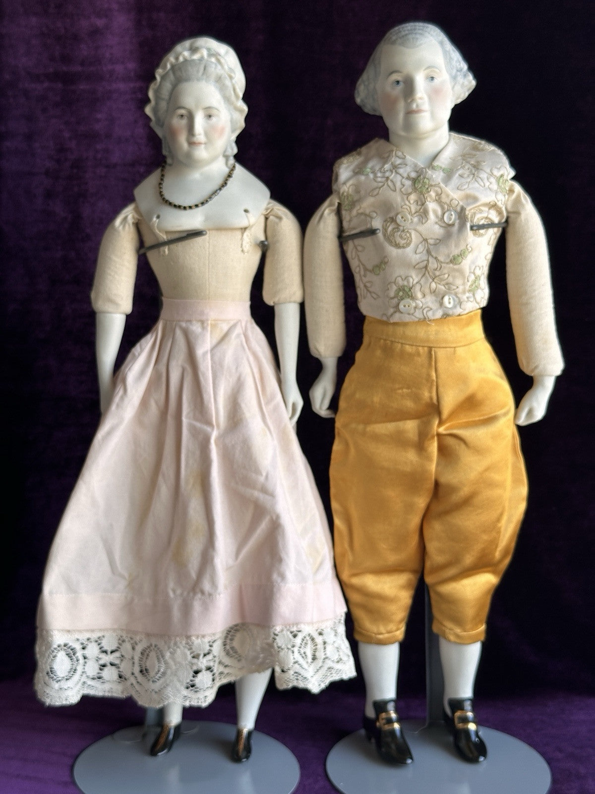 Vintage 1940’s Emma Clear Bisque George and Martha Washington Dolls