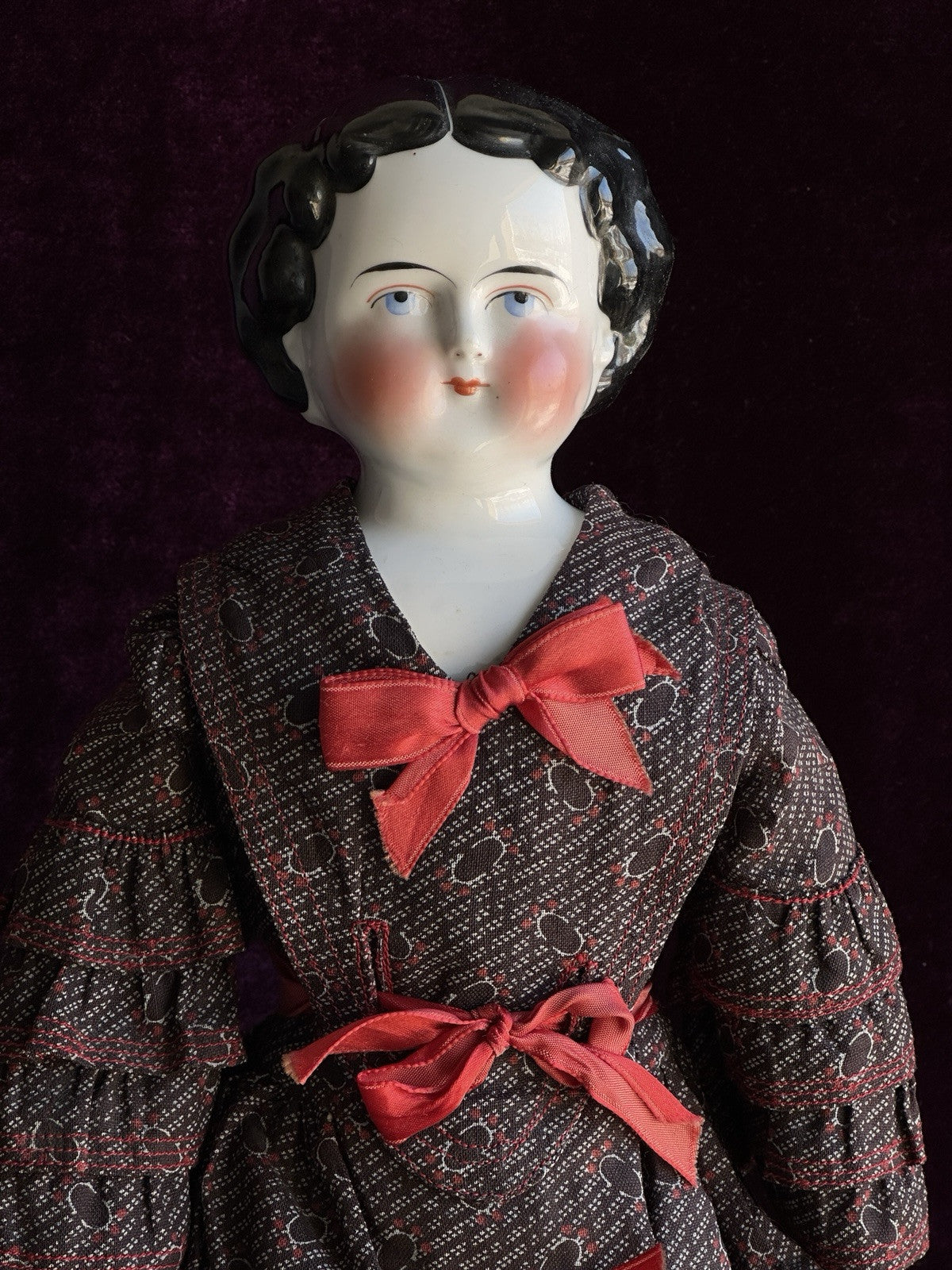Antique German 20” Flat Top Brunette China Doll Emma Clear Body