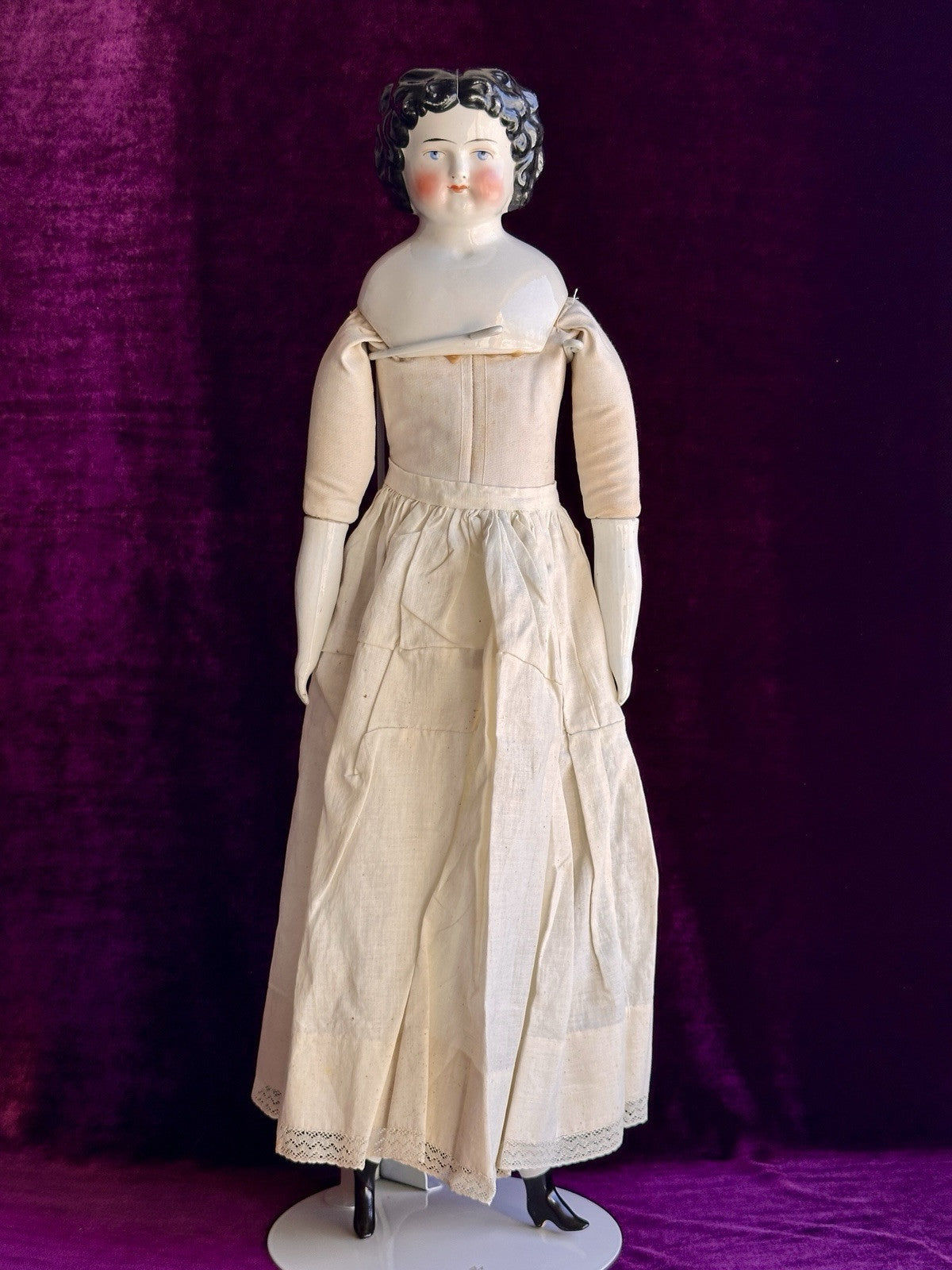 Antique German 25" Bawo & Dotter Pat. Dec. 7/80 Brunette China Head Doll