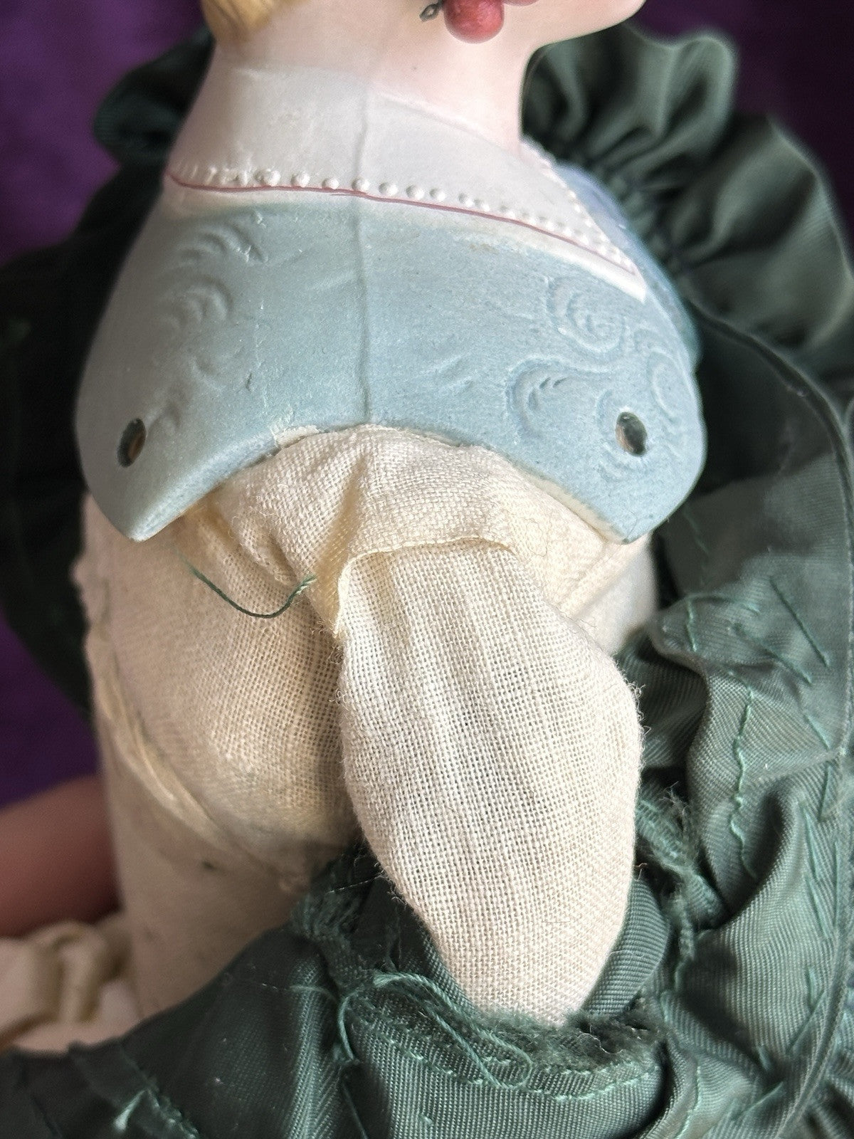 Rare Antique German Kling 151 Glass Eyes Molded Bodice Parian Bisque Doll