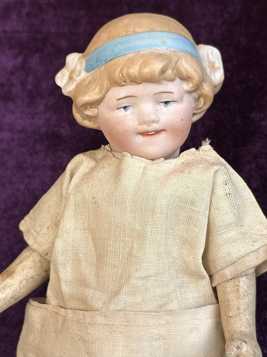 Rare Antique German 6” William Goebel Miniature Bisque Head Character Girl Doll
