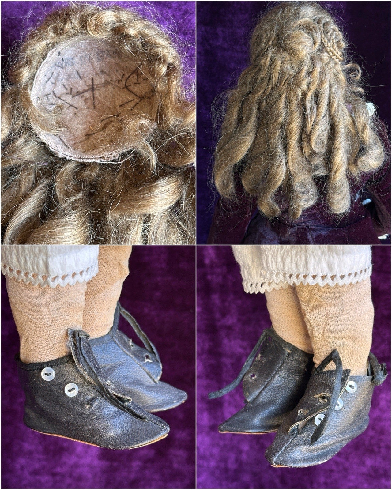 Rare Antique French Poupee 17” Lady Fashion Doll with Articulated Wood Body