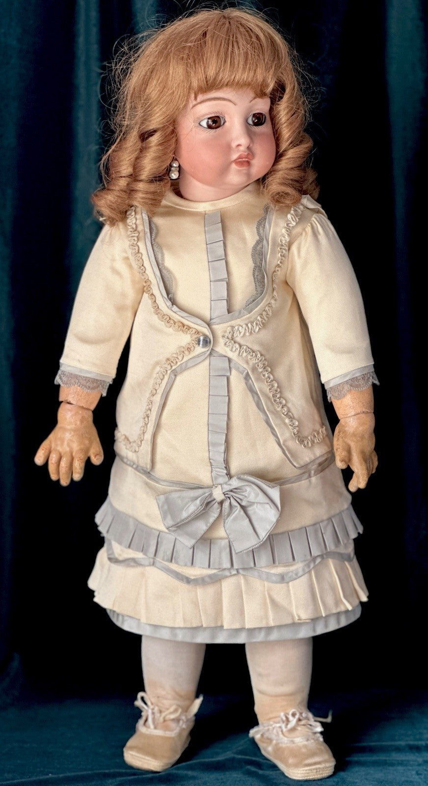Antique Doll Original French JUMEAU Composition Body Repro Head Of Bru Jne