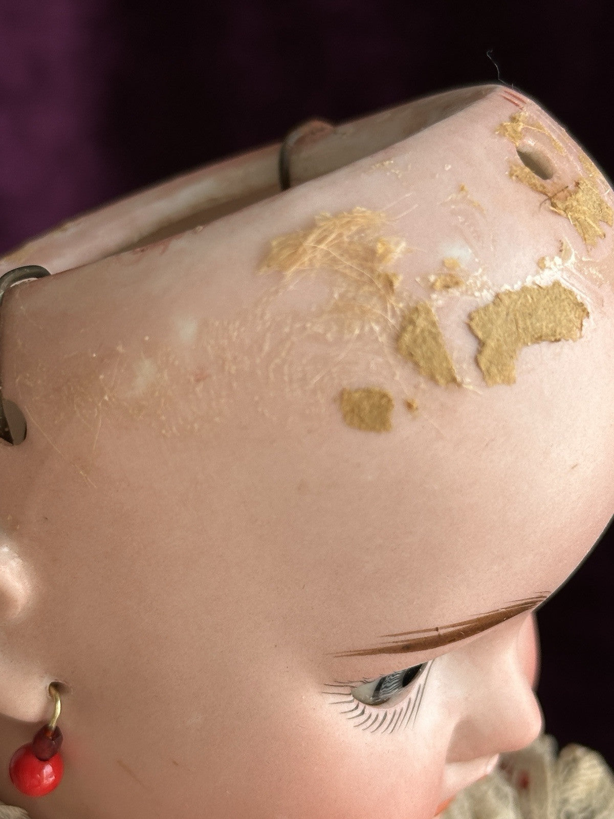 Antique German 17” Theodor Recknagel 1907 A/R DEP Pierced Ears Bisque Head Doll