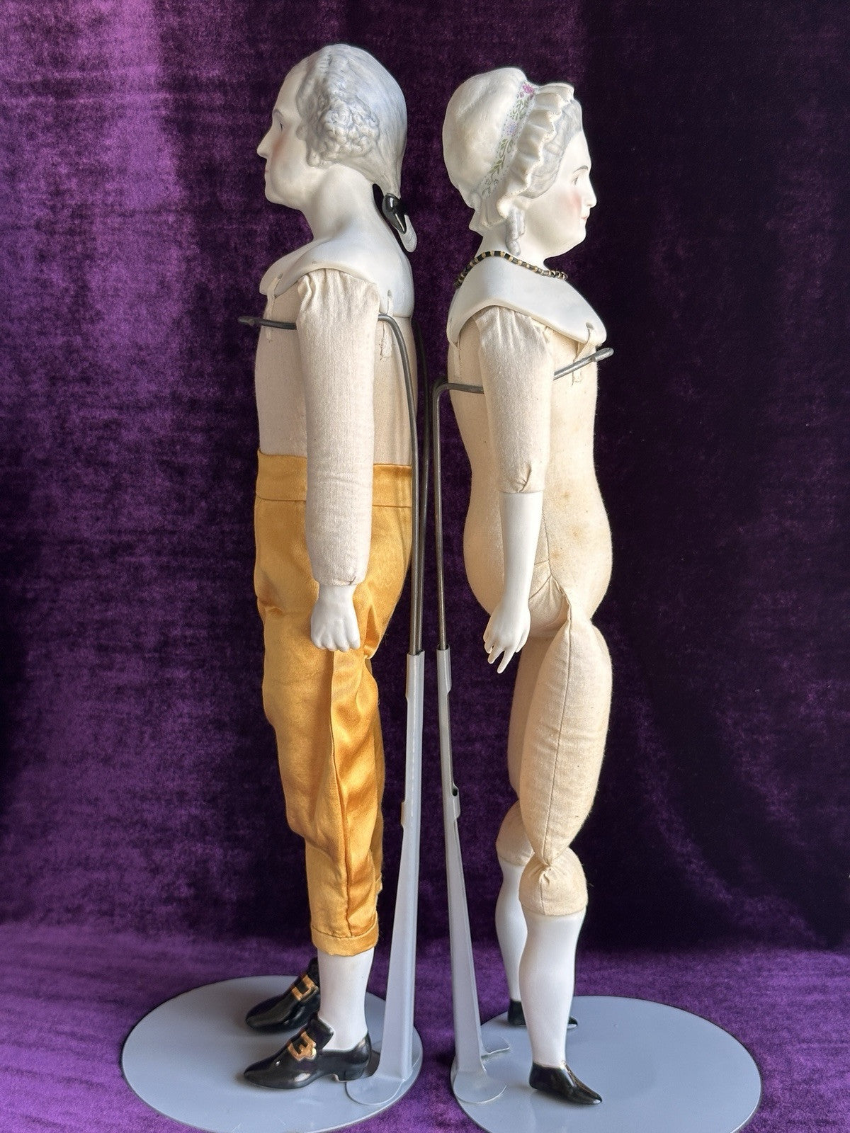 Vintage 1940’s Emma Clear Bisque George and Martha Washington Dolls