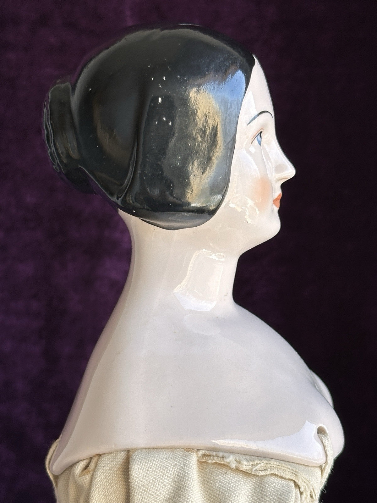 Rare Vintage 19.5” Emma Clear Fanny Elssler China Head Doll with Molded Bun